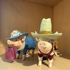 WHIMSICAL-Set of two (2) pig figurines.